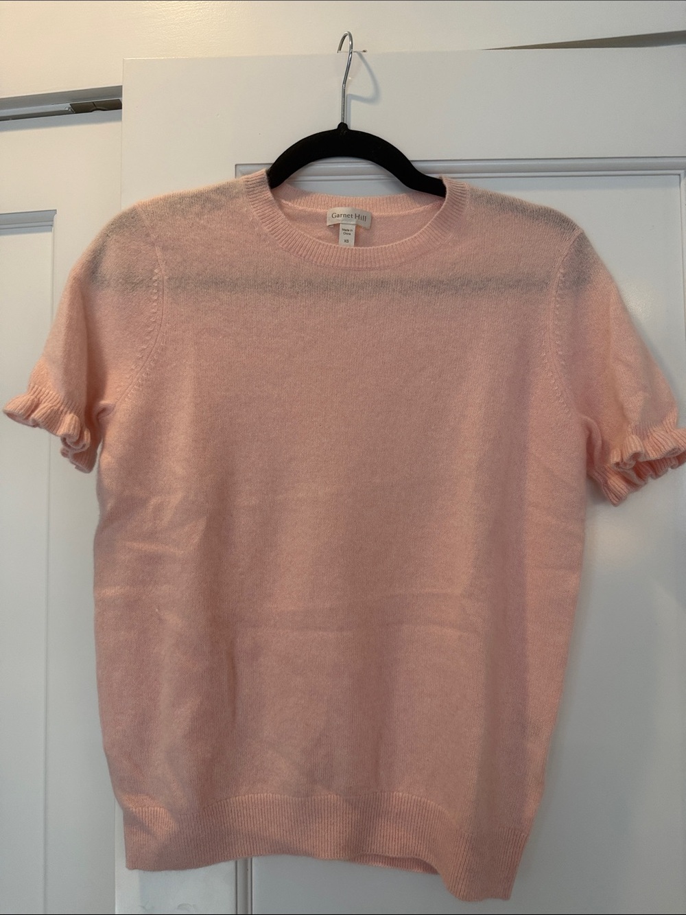 Garnet Hill Jules Pale Pink Short-Sleeve Cashmere Tee